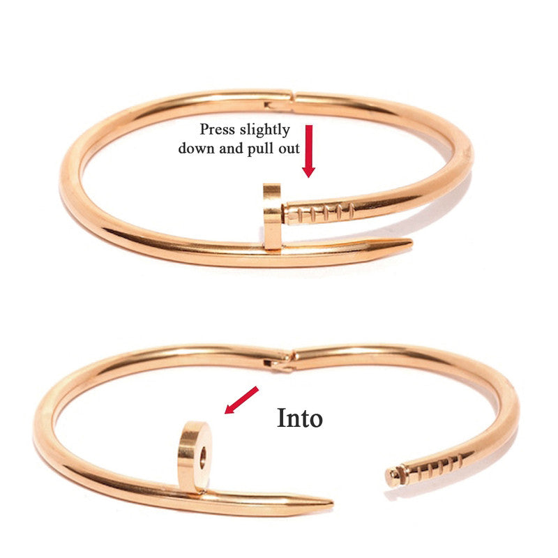 Stainless Steel Rose Gold Plated Stainless Steel Nail Bracelet For Women