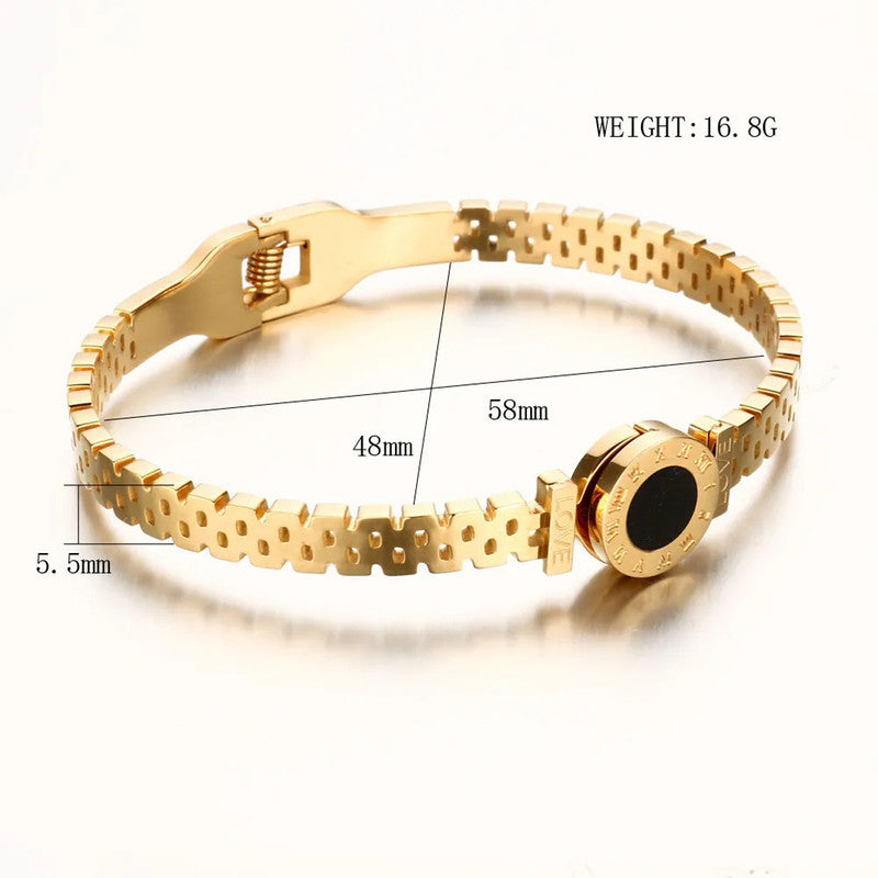 Stainless Steel Gold Plated Roman Zig Zag Style Contemporary Anti-Tarnish Bracelet For Women