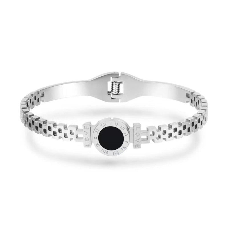 Stainless Steel Silver Plated Roman Zig Zag Style Contemporary Anti-Tarnish Bracelet For Women