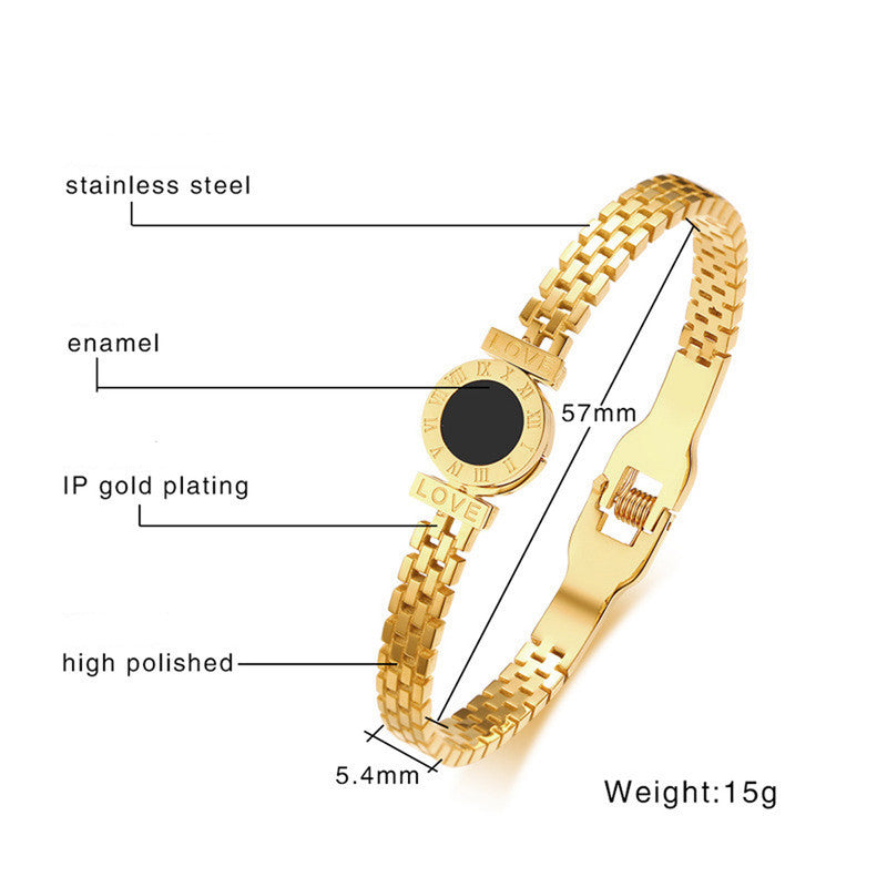 Stainless Steel Gold Plated Roman Zig Zag Style Anti-Tarnish Bracelet For Women