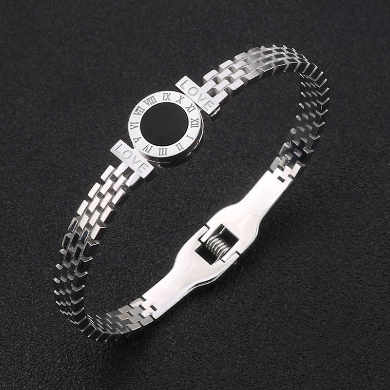 Stainless Steel Silver Plated Roman Zig Zag Style Anti-Tarnish Bracelet For Women