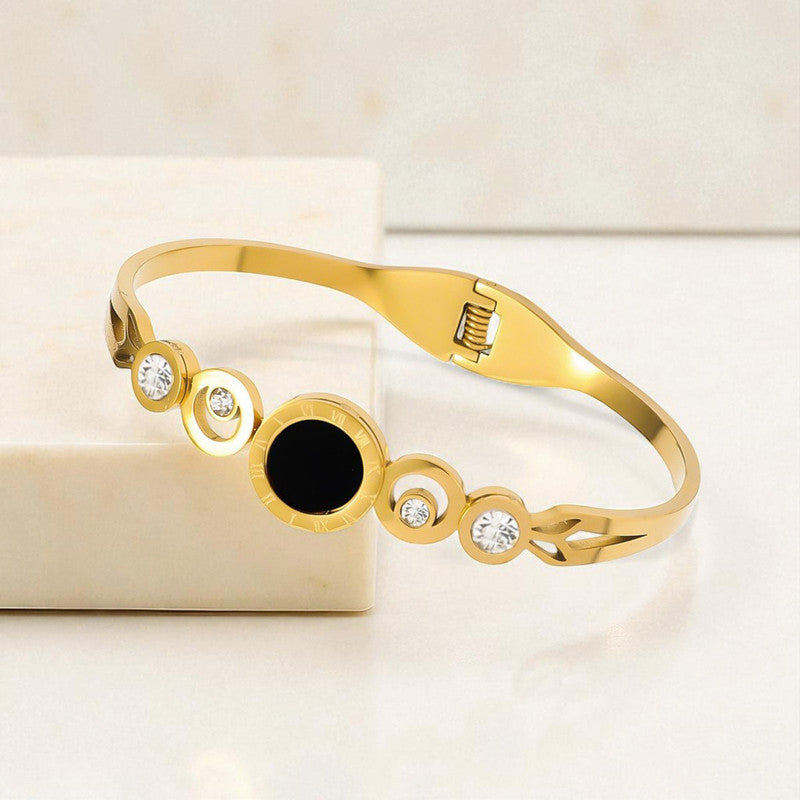 Gold Plated Stainless Steel Roman Numerals Anti Tarnish Geometric Bracelet