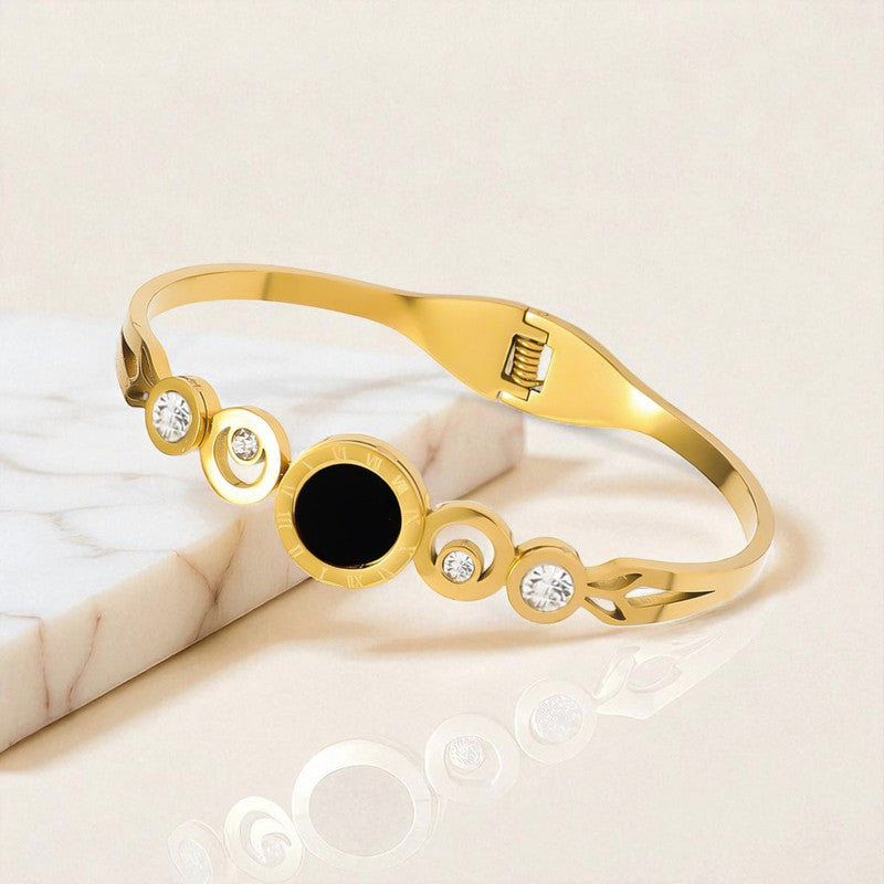 Gold Plated Stainless Steel Roman Numerals Anti Tarnish Geometric Bracelet