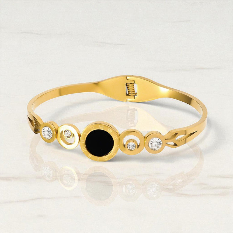 Gold Plated Stainless Steel Roman Numerals Anti Tarnish Geometric Bracelet