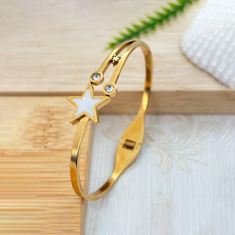 Gold Plated Stainless Steel Star Themed Anti Tarnish Bangle Style Bracelet