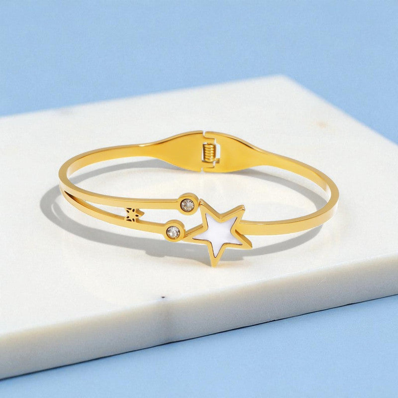 Gold Plated Stainless Steel Star Themed Anti Tarnish Bangle Style Bracelet