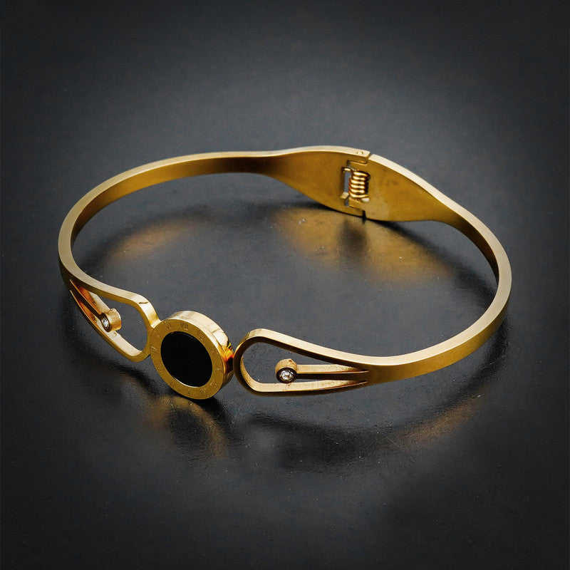 Gold Plated Stainless Steel Roman Numerals Anti Tarnish Geometric Bracelet
