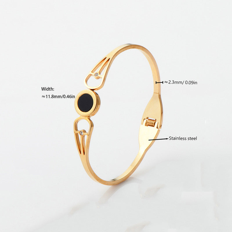 Gold Plated Stainless Steel Roman Numerals Anti Tarnish Geometric Bracelet