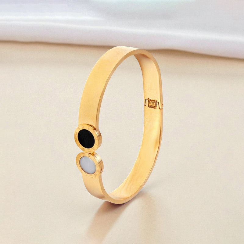 Gold Plated Stainless Steel Roman Numerals Anti Tarnish Geometric Bracelet