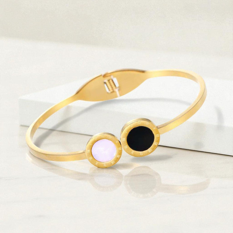 Gold Plated Stainless Steel Roman Numerals Anti Tarnish Geometric Bracelet