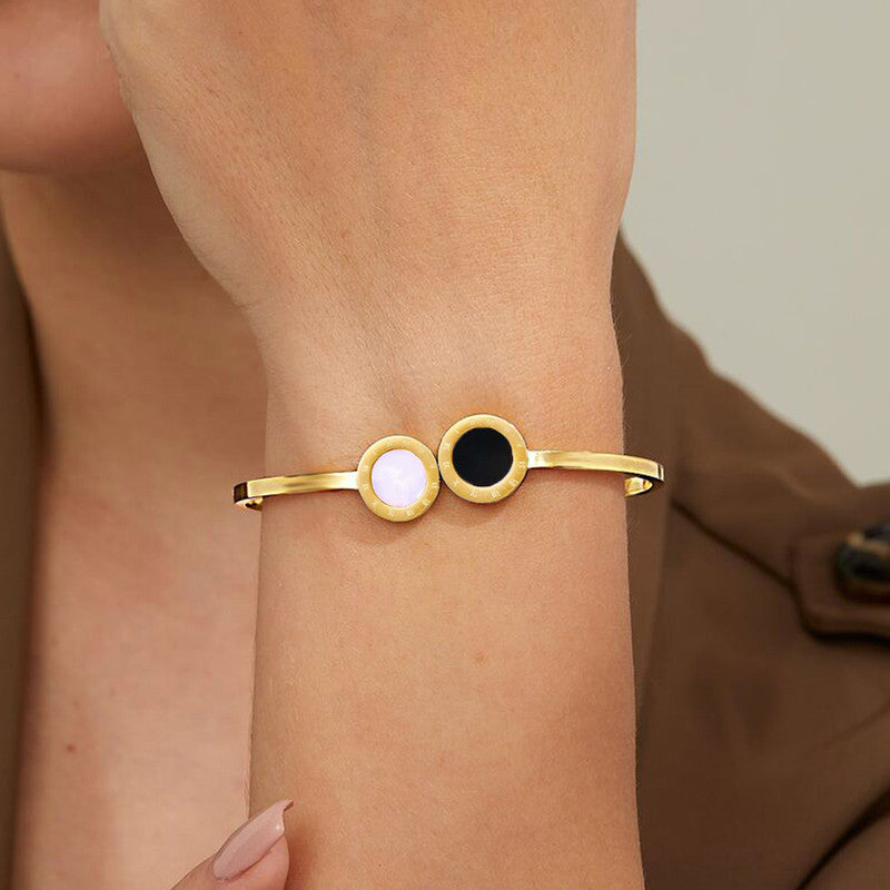 Gold Plated Stainless Steel Roman Numerals Anti Tarnish Geometric Bracelet