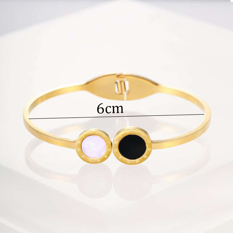 Gold Plated Stainless Steel Roman Numerals Anti Tarnish Geometric Bracelet