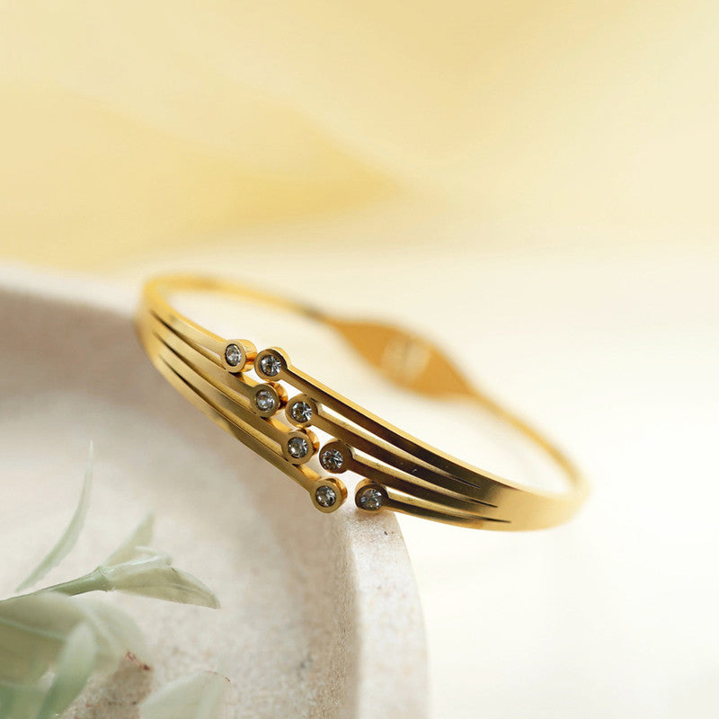 Gold Plated Stainless Steel Contemporary Anti Tarnish Geometric Bracelet