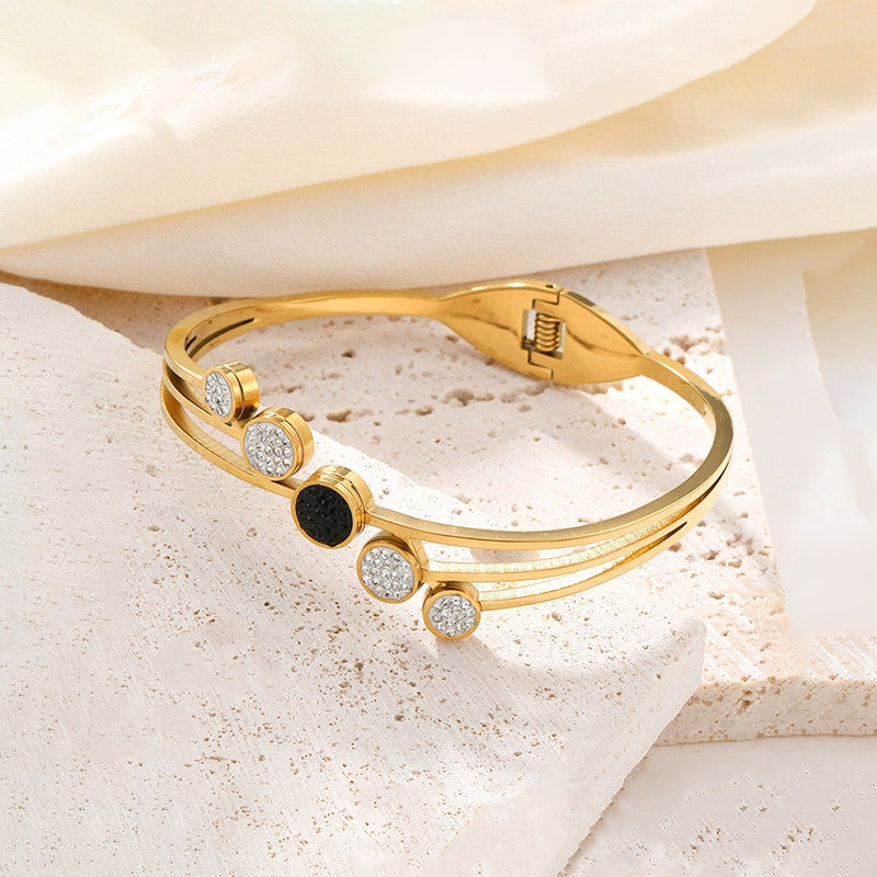 Gold Plated Stainless Steel Contemporary Anti Tarnish Geometric Bracelet