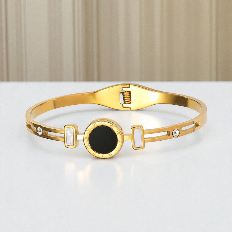 Gold Plated Stainless Steel Roman Numerals Anti Tarnish Geometric Bracelet