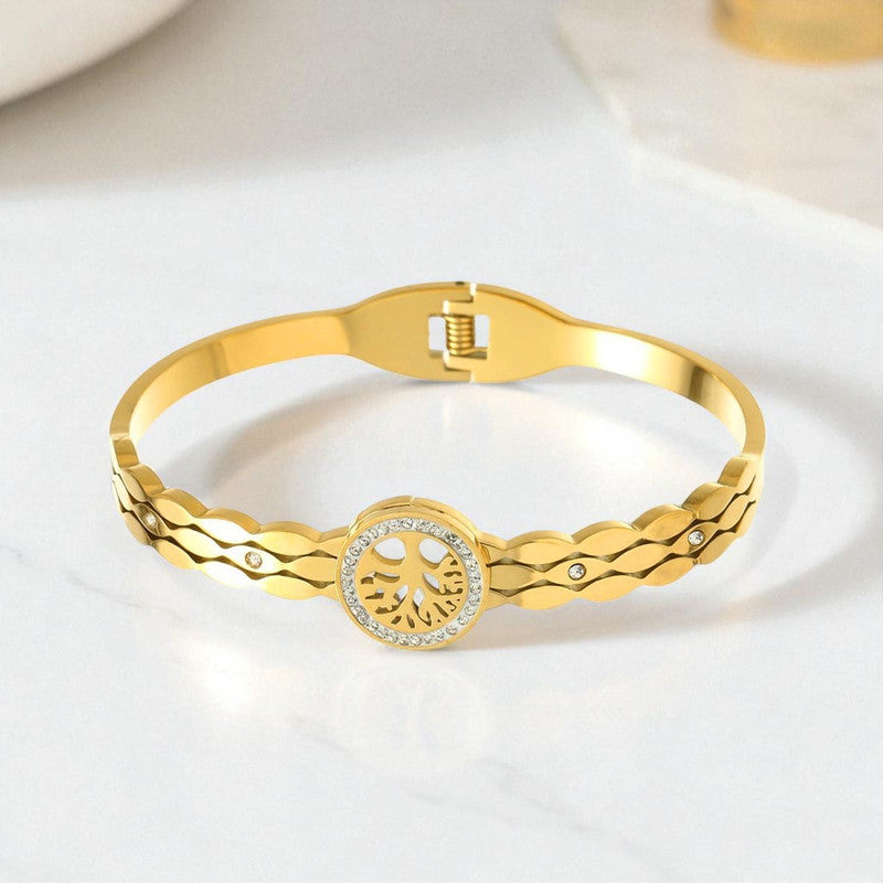 Gold Plated Stainless Steel Contemporary Anti Tarnish Geometric Bracelet