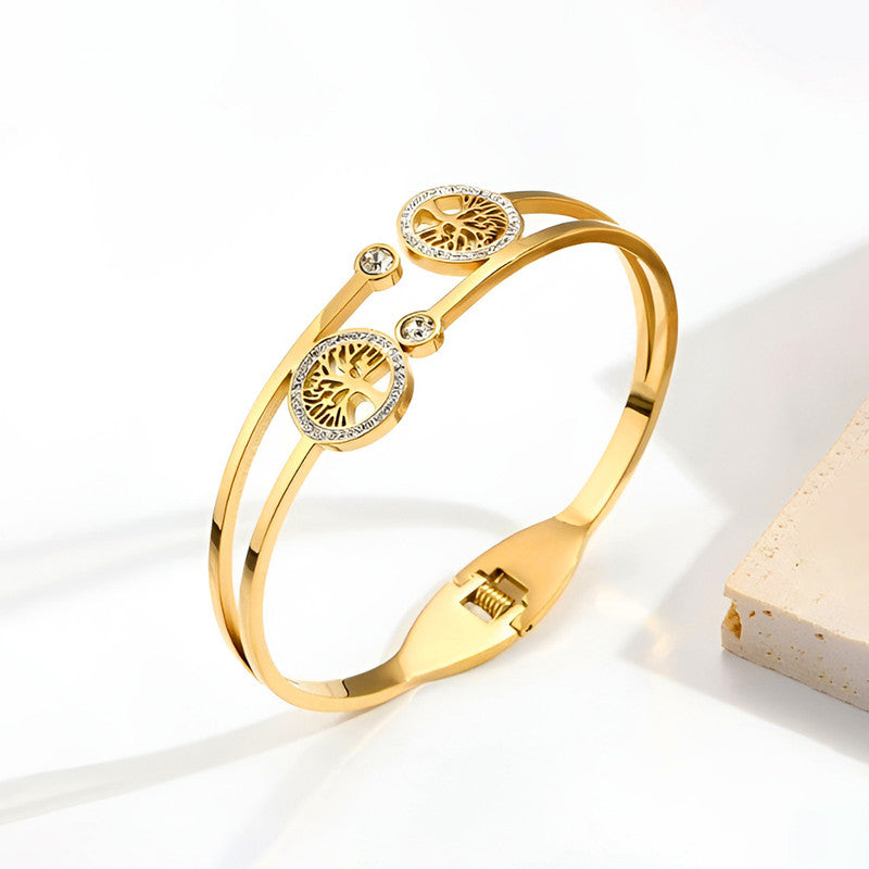 Gold Plated Stainless Steel Contemporary Anti Tarnish Geometric Bracelet