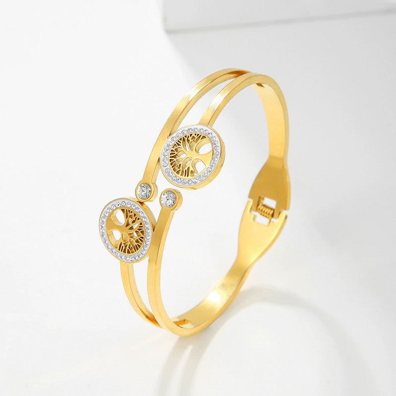 Gold Plated Stainless Steel Contemporary Anti Tarnish Geometric Bracelet