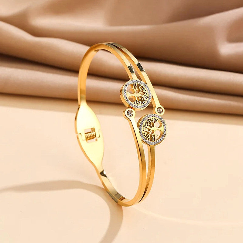Gold Plated Stainless Steel Contemporary Anti Tarnish Geometric Bracelet