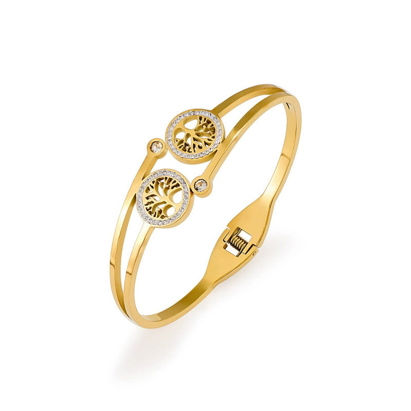 Gold Plated Stainless Steel Contemporary Anti Tarnish Geometric Bracelet