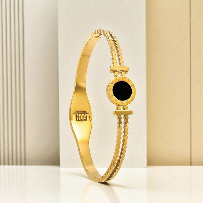 Gold Plated Stainless Steel Roman Numerals Anti Tarnish Geometric Bracelet