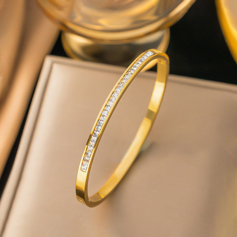 Gold Plated Stainless Steel Anti Tarnish Bangle Style Bracelet