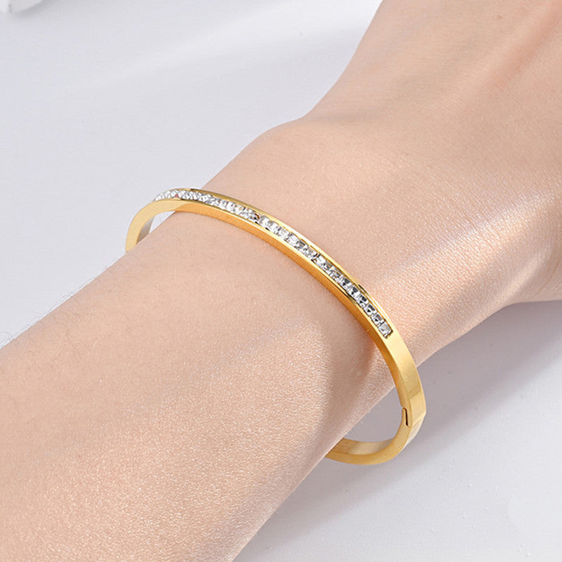 Gold Plated Stainless Steel Anti Tarnish Bangle Style Bracelet