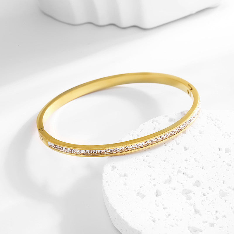 Gold Plated Stainless Steel Anti Tarnish Bangle Style Bracelet
