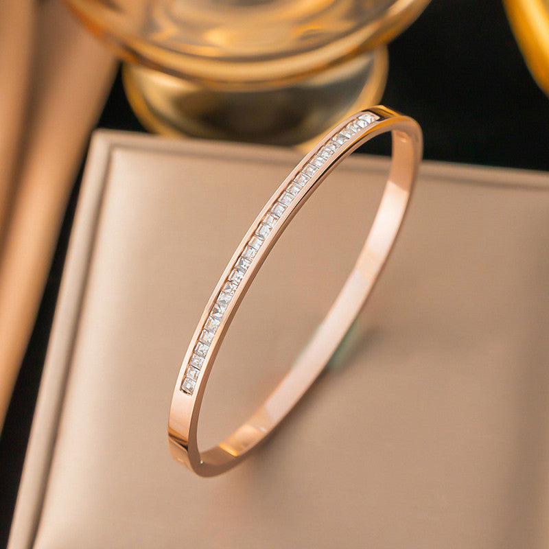 Rose Gold Plated Stainless Steel Anti Tarnish Bangle Style Bracelet
