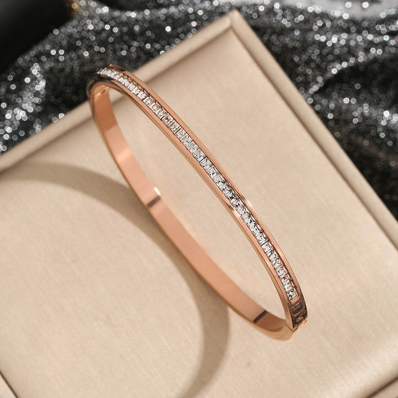 Rose Gold Plated Stainless Steel Anti Tarnish Bangle Style Bracelet
