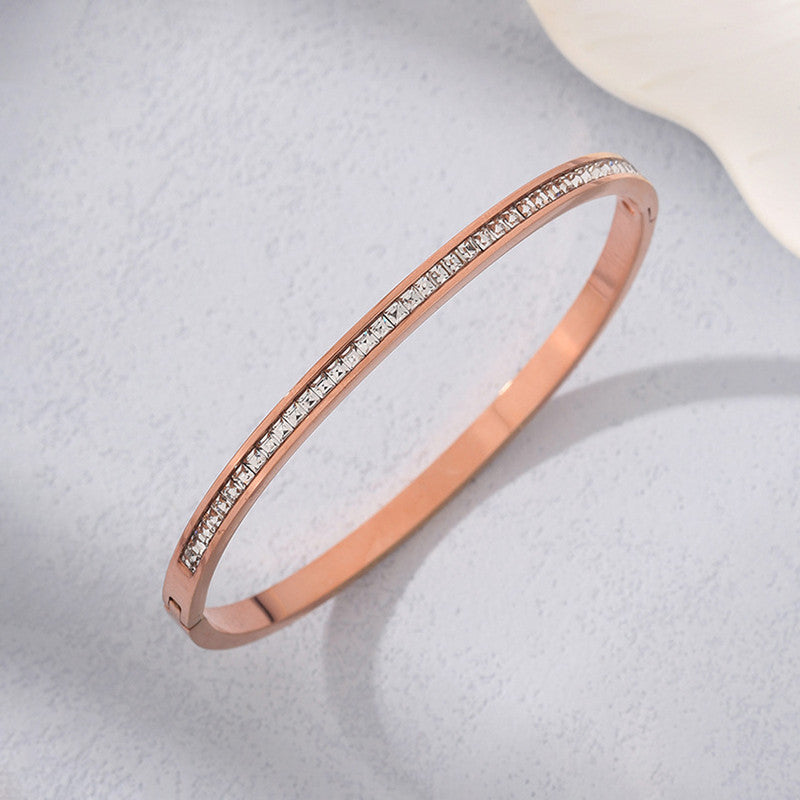 Rose Gold Plated Stainless Steel Anti Tarnish Bangle Style Bracelet