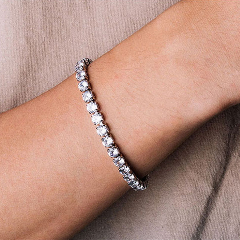 Silver Plated Round Cut Cubic Zirconia White Matrix Anti Tarnish Tennis Bracelet