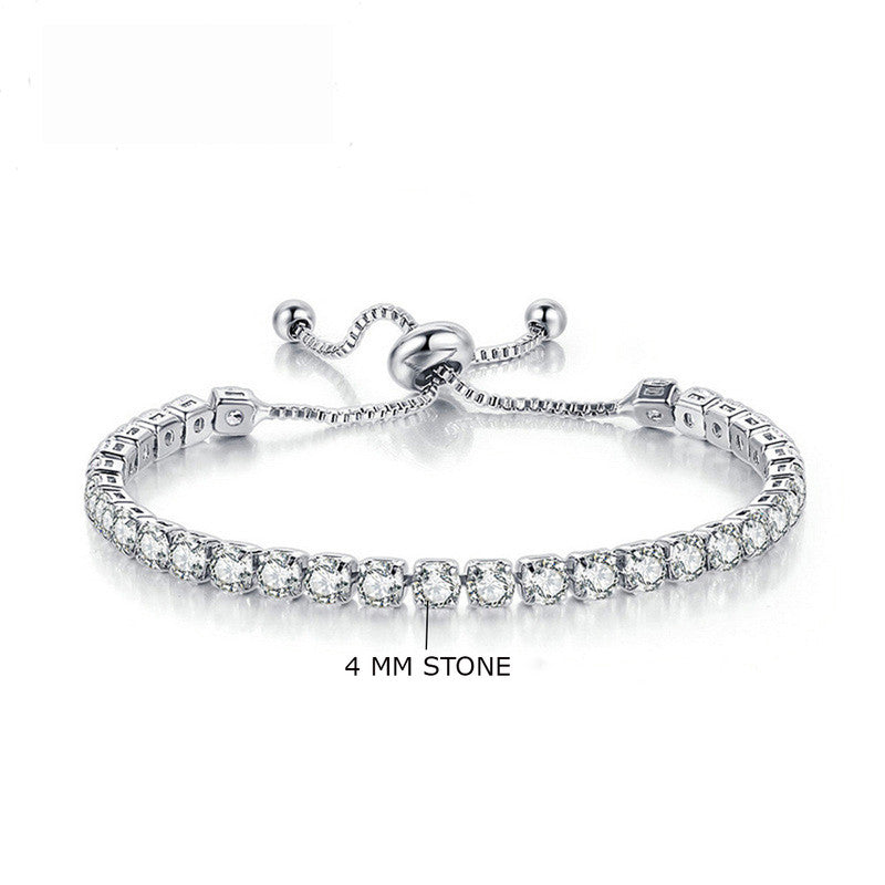 Silver Plated Round Cut Cubic Zirconia White Matrix Anti Tarnish Tennis Bracelet