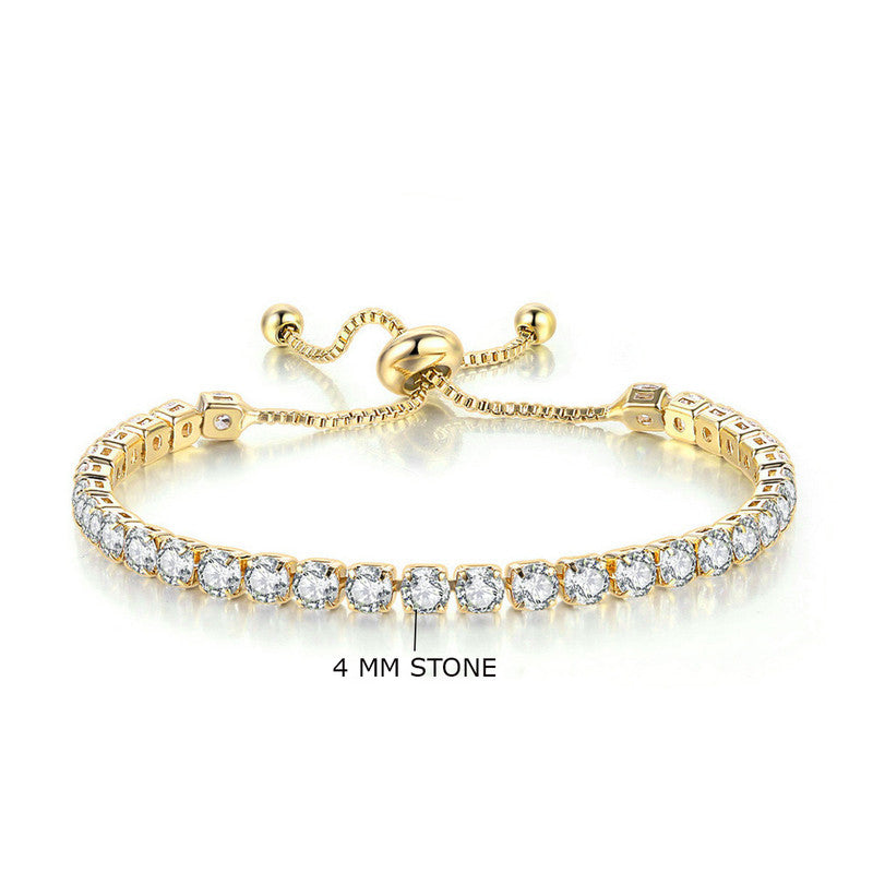 Gold Plated Round Cut Cubic Zirconia White Matrix Tennis Bracelet