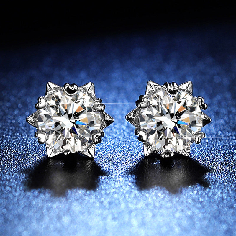 Silver Plated American Diamond Studded Anti Tarnish Star Shaped Solitaire Stud Earrings