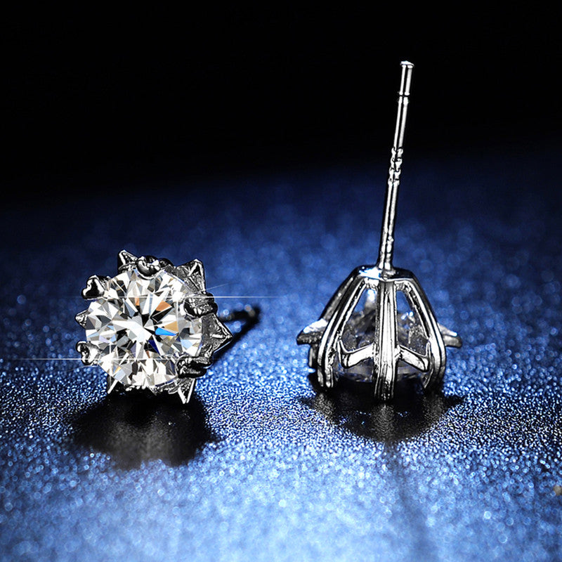 Silver Plated American Diamond Studded Anti Tarnish Star Shaped Solitaire Stud Earrings