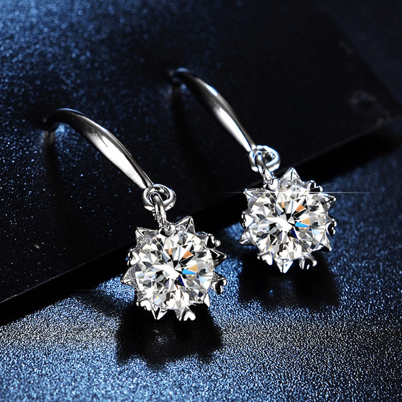 Silver Plated Crystal Studded Anti Tarnish Circular Solitaire Drop Earrings - MySmartBazaar