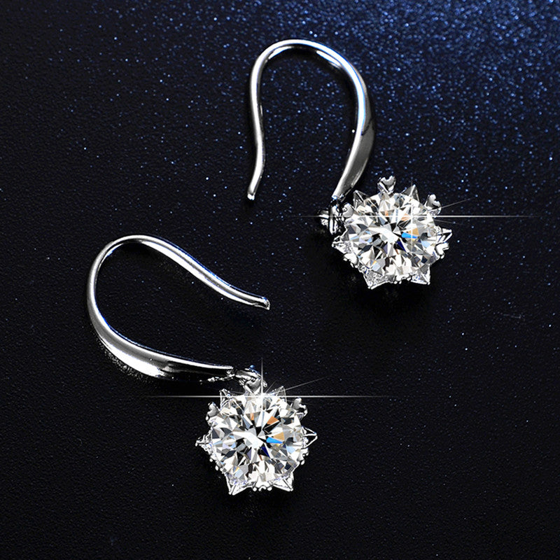 Silver Plated Crystal Studded Anti Tarnish Circular Solitaire Drop Earrings