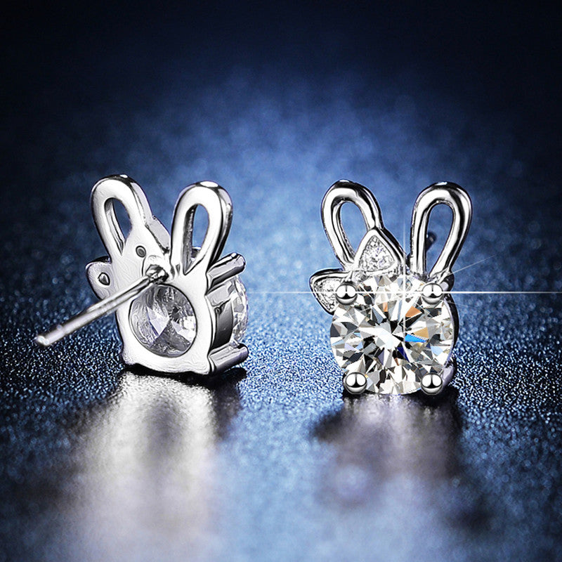 Silver Plated Crystal Studded Unique Bow Tie Clip Solitaire Stud Earrings