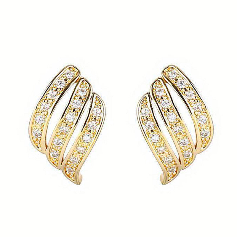 Gold Plated American Diamond Studded Contemporary Korean Stud Earrings