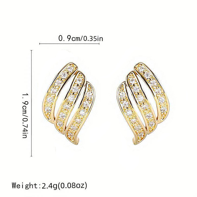 Gold Plated American Diamond Studded Contemporary Korean Stud Earrings