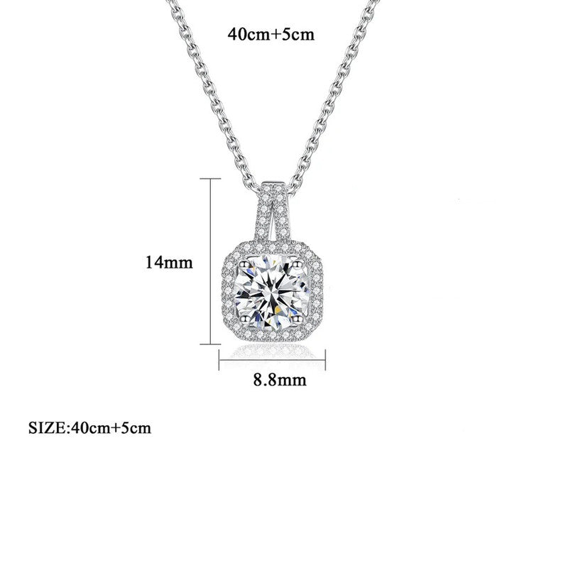 Silver Plated Crystal Studded Square Shape Anti Tarnish Solitaire Pendant