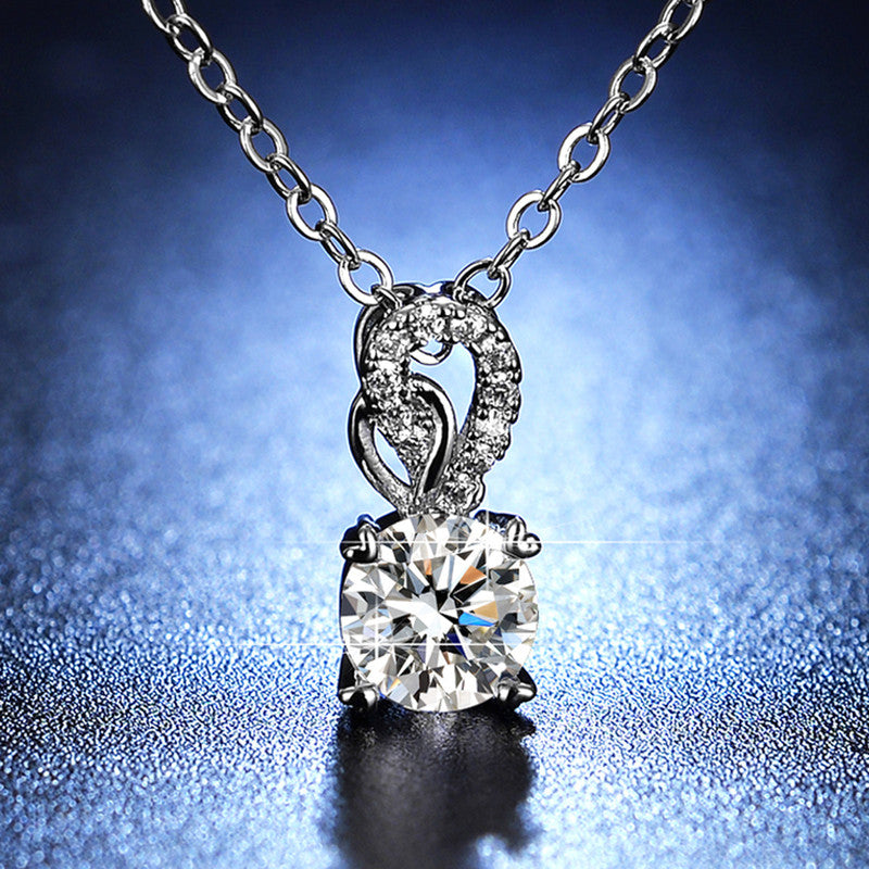 Silver Plated Crystal Studded Mayur themed Solitaire Pendant