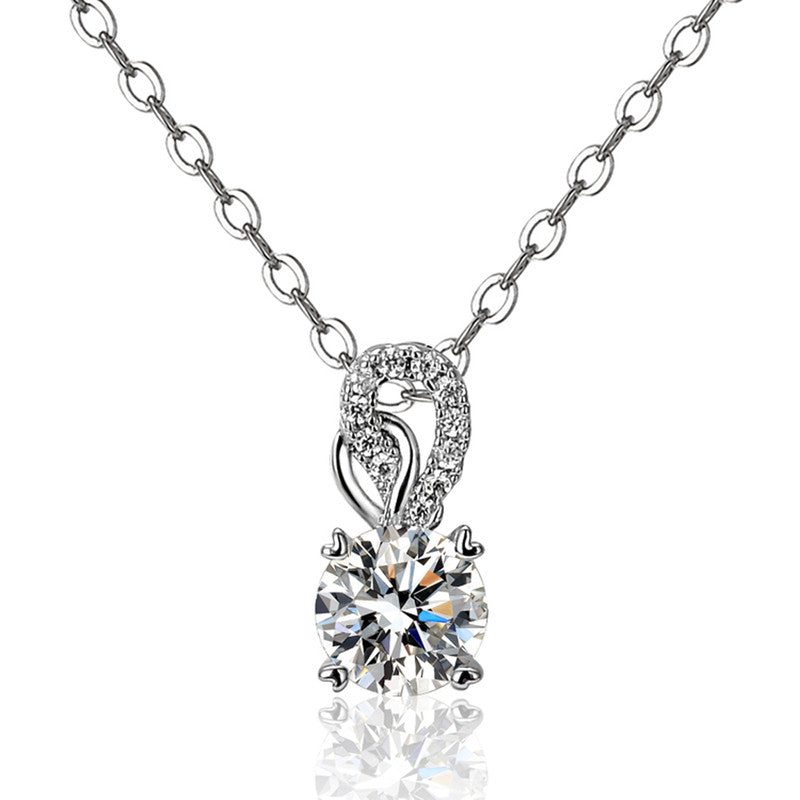 Silver Plated Crystal Studded Mayur themed Solitaire Pendant