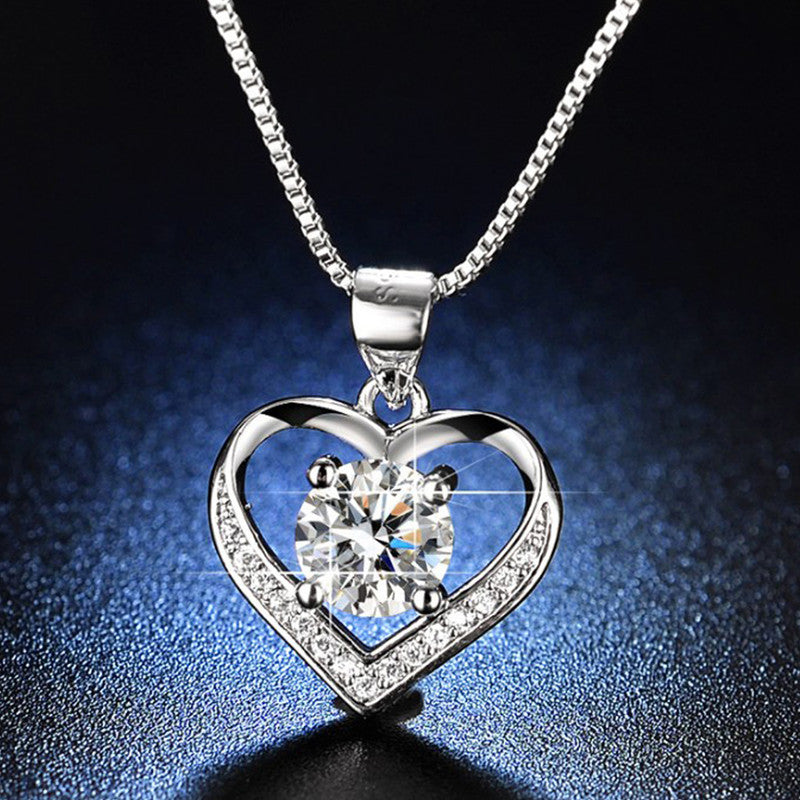 Silver Plated American Diamond Studded Heart Themed Anti Tarnish Pendant - MySmartBazaar