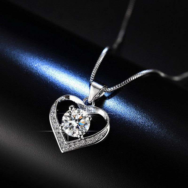 Silver Plated American Diamond Studded Heart Themed Anti Tarnish Pendant - MySmartBazaar