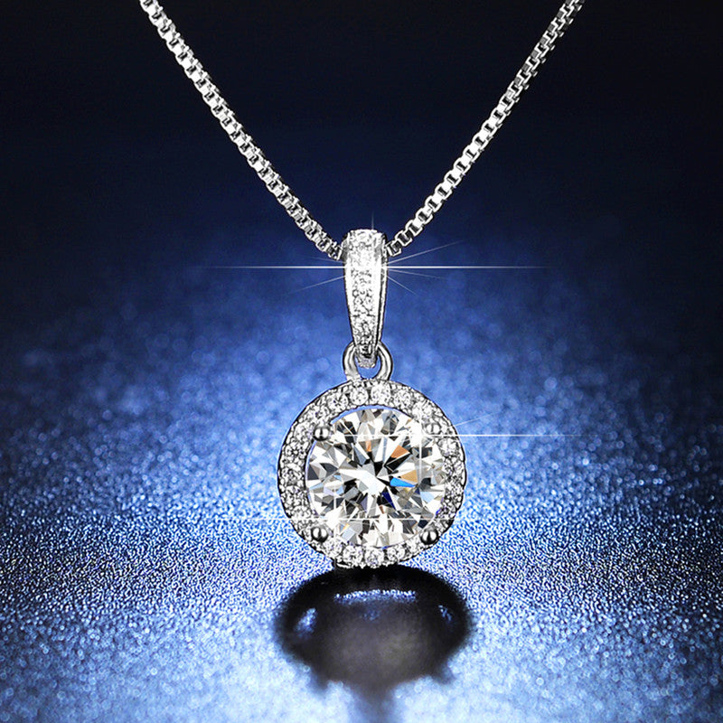 Silver Plated Crystal Studded Circular Shape Solitaire Pendant - MySmartBazaar