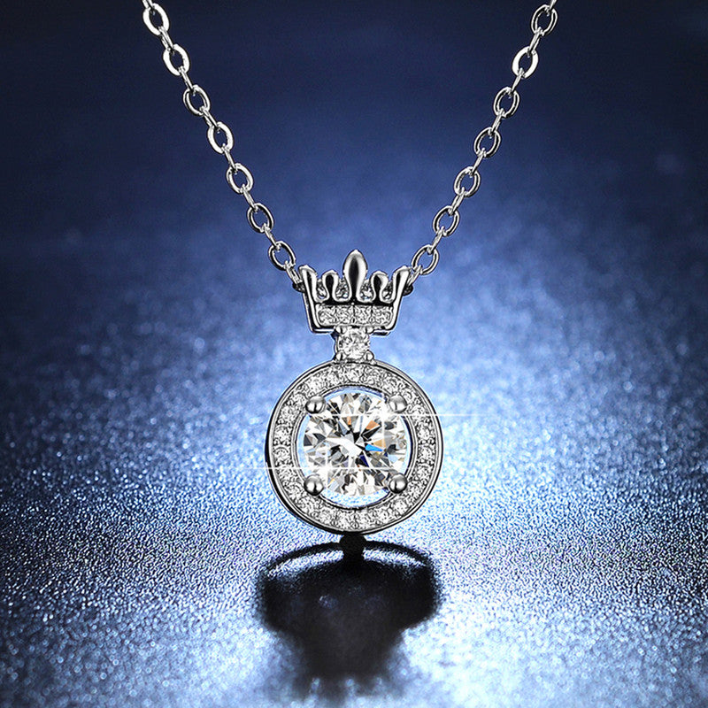 Silver Plated Crystal Studded Crown inspired Anti Tarnish Solitaire Pendant