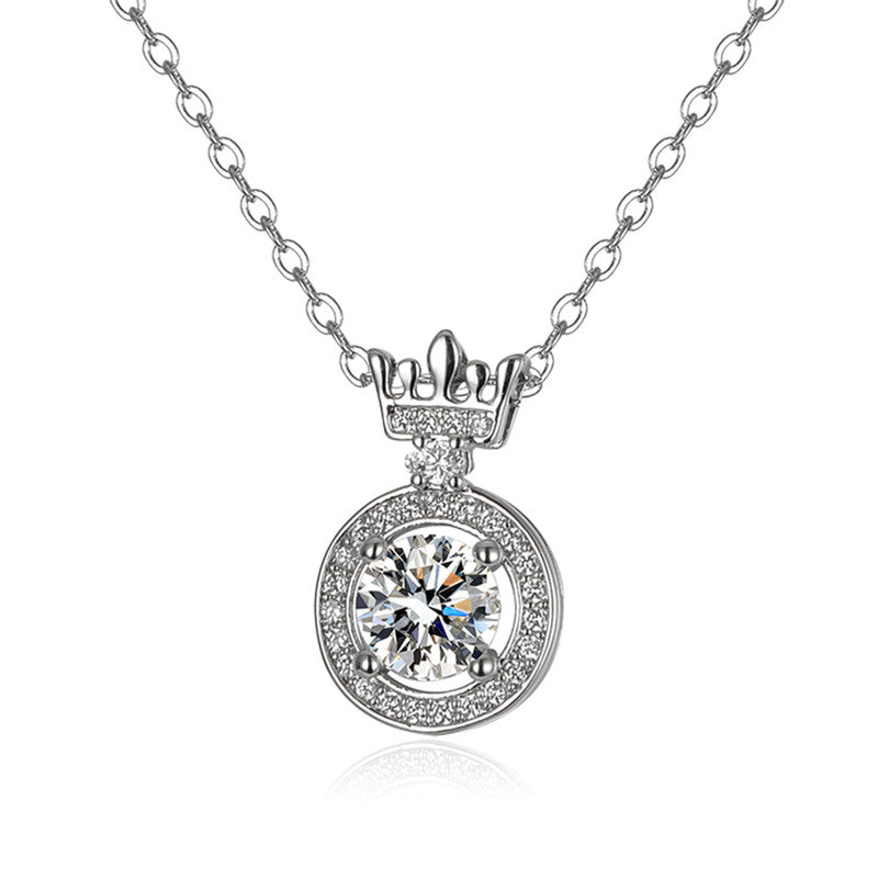 Silver Plated Crystal Studded Crown inspired Anti Tarnish Solitaire Pendant