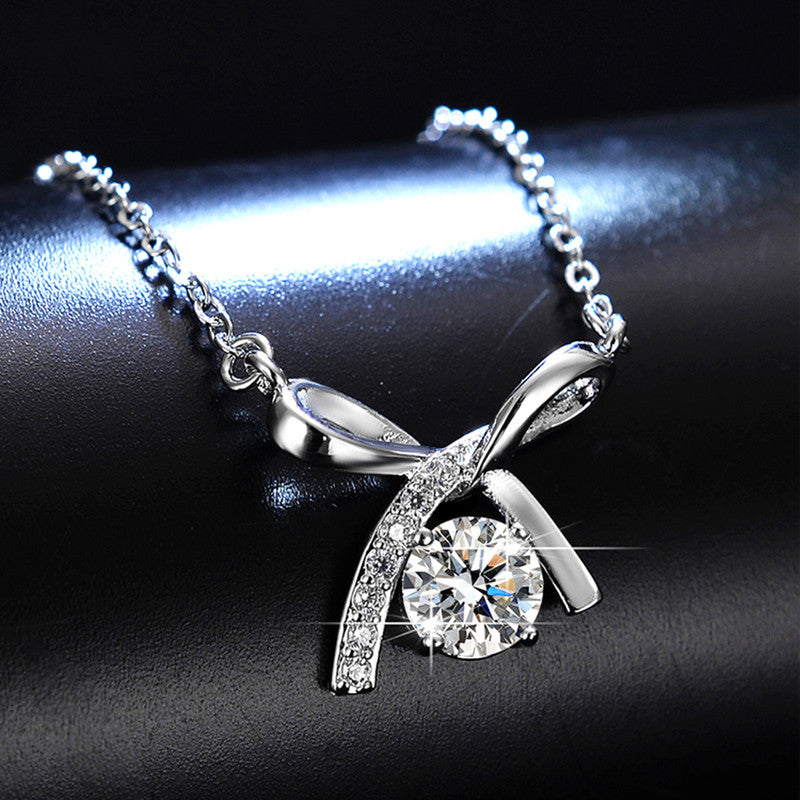 Silver Plated Crystal Studded Infinity Stone Anti Tarnish Pendant